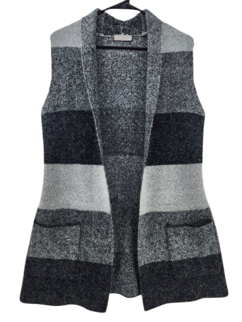 Evolution by Cyrus Awning Striped Cardigan Sweater Vest Women's Medium Cozy